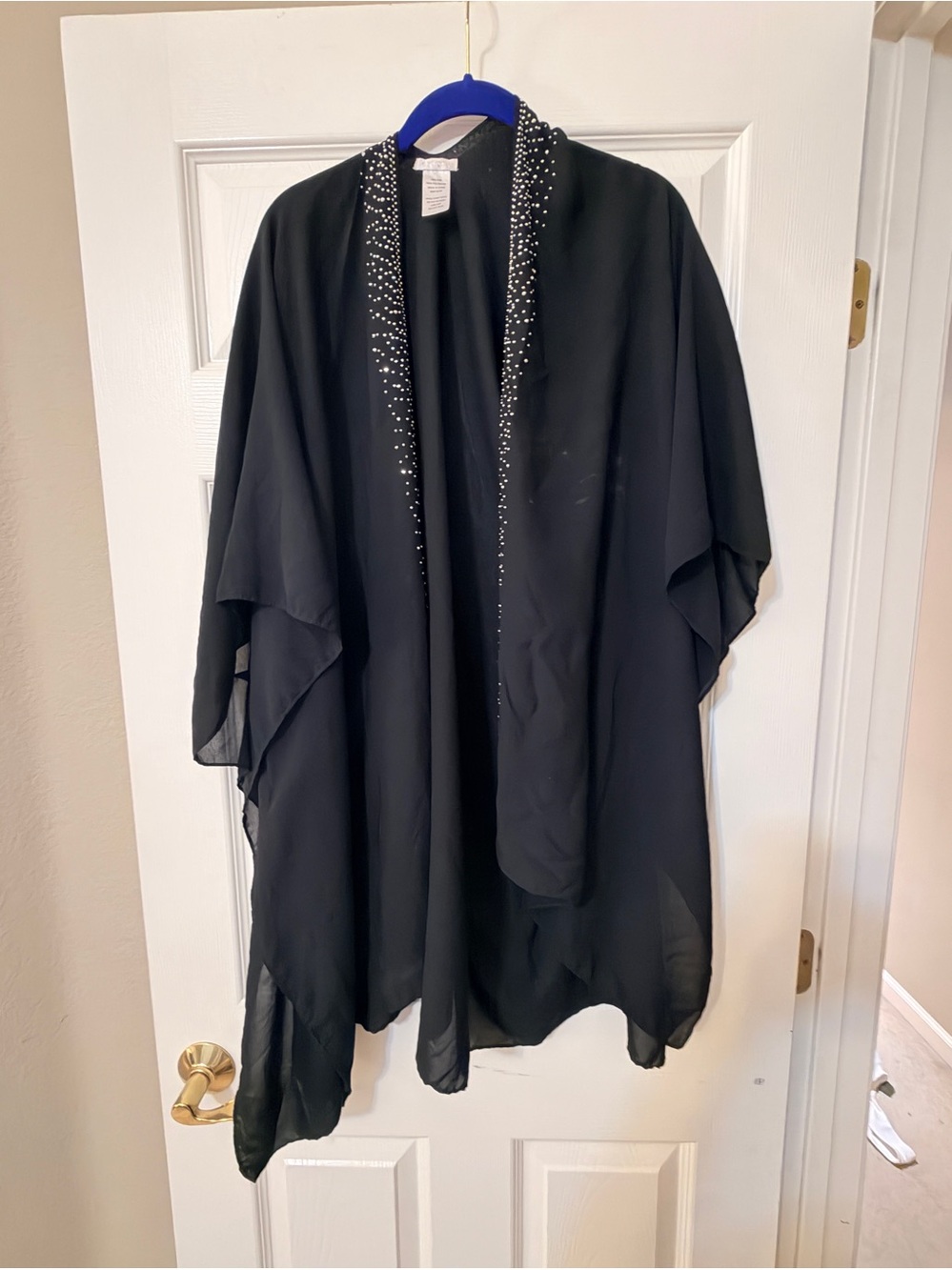 Studio 1 Black Rhinestone Embellished Kimono Wrap One Size